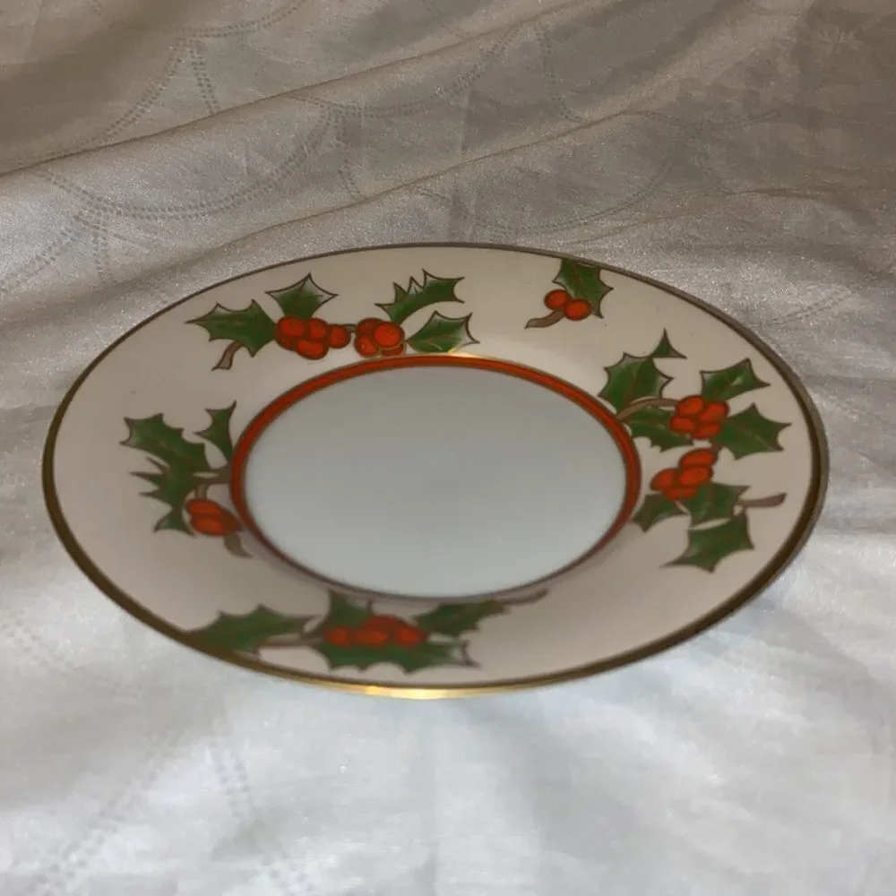 Vintage Fitz Floyd Christmas Holly‎ Cup Saucer Retired 1982 Made in Japan
